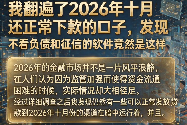 我翻遍了2026年十月还正常下款的口子，发现不看负债和征信的软件竟然是这样