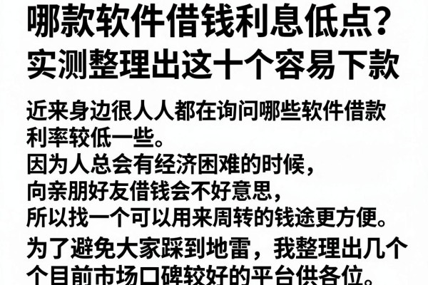 哪款软件借钱利息低点？实测整理出这十个容易下款的
