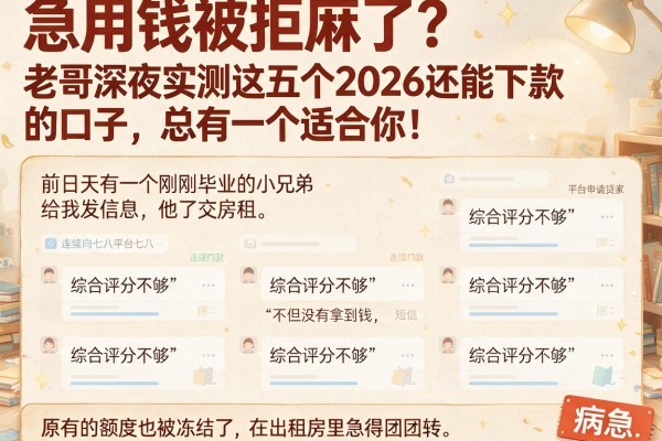 急用钱被拒麻了？老哥深夜实测这五个2026还能下款的口子，总有一个适合你！