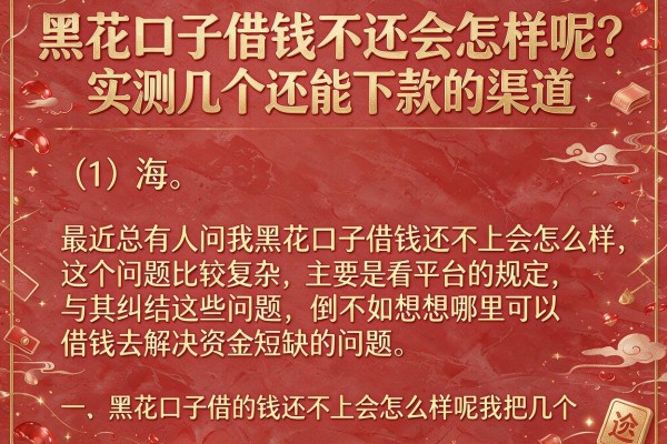 黑花口子借钱不还会怎样呢？实测几个还能下款的渠道