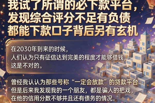 我试了所谓的必下款平台，发现综合评分不足有负债都能下款口子背后另有玄机