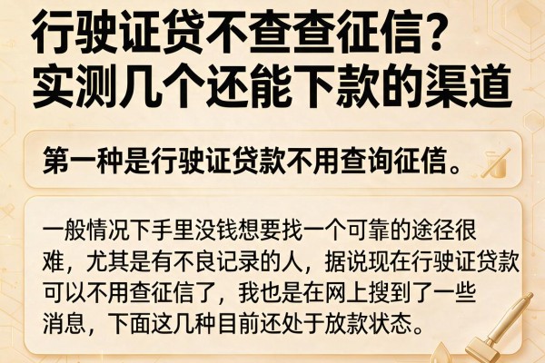 行驶证贷不查查征信？实测几个还能下款的渠道