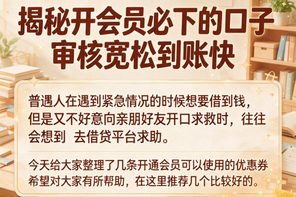 揭秘开会员必下的口子，审核宽松到账快