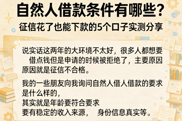 自然人借款条件有哪些？征信花了也能下款的5个口子实测分享